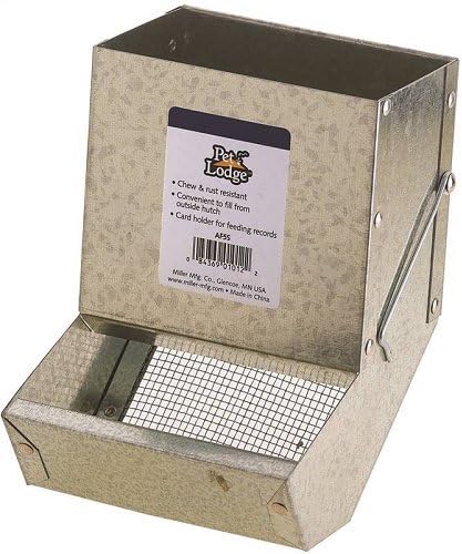 Pet Lodge® Steel Small Animal Feeder with Sifter Bottom | Cage Rabbit Feeder | Holds Several Days Worth of Food | 5 Inch