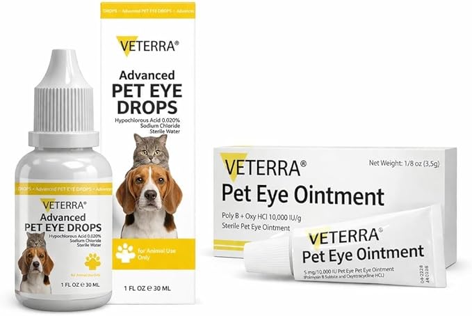 Dog & Cat Eye Ointment and Eye Wash – Tear Stain Remover, Gentle Eye Care, Helps Remove Discharge, Daily Eye Hygiene Support, 2-in-1 Pet Eye Care Kit (30ml + 3.5g)