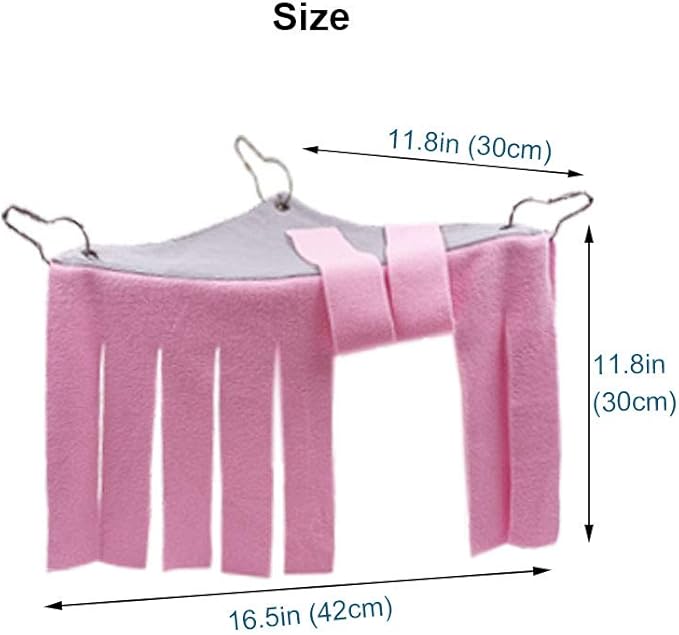 RIOUSSI Guinea Pig Hideout Hideaway Corner Fleece Toys Cage Accessories with Reversible Sides. Pink, Triangle