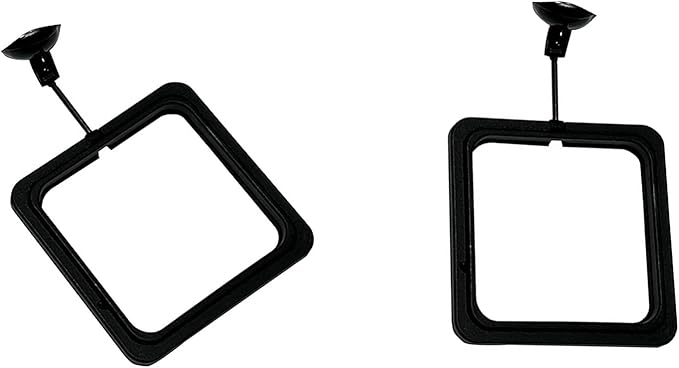5PCS Fish Feeder Floating Square Suction Cup Feeding Ring Plastic and Rubber 3.15x3.15 Inches for Aquarium Accessories Black