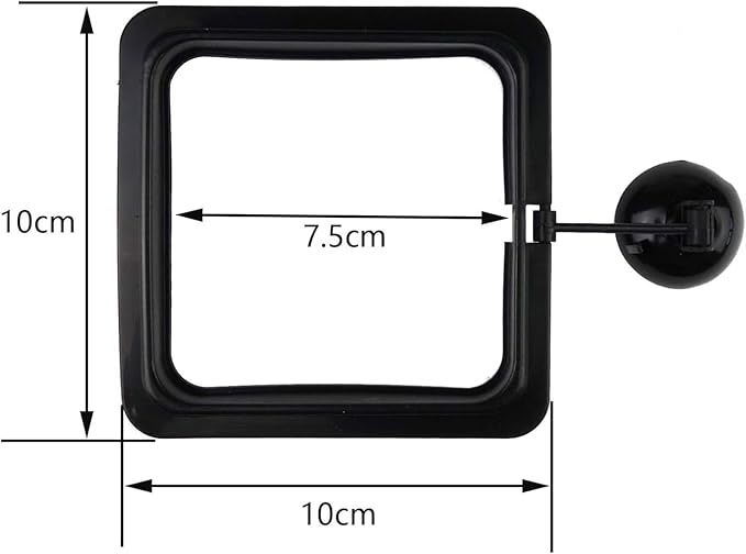 5PCS Fish Feeder Floating Square Suction Cup Feeding Ring Plastic and Rubber 3.15x3.15 Inches for Aquarium Accessories Black