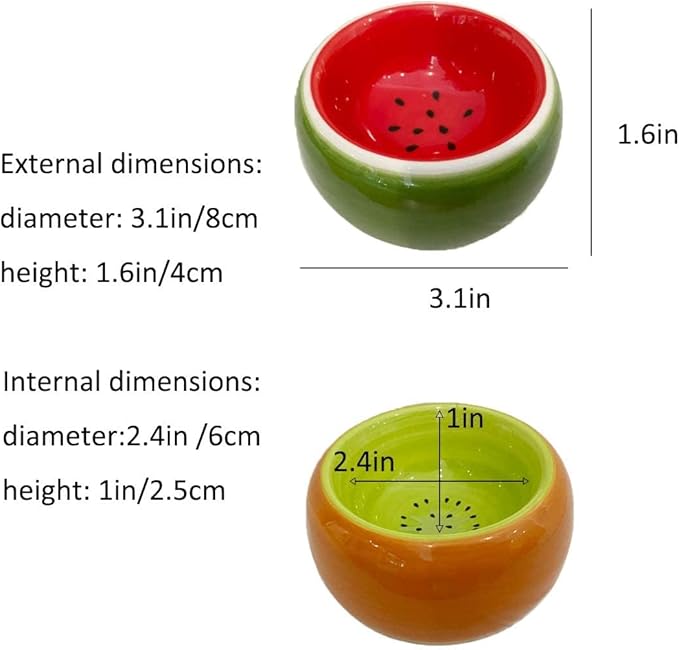 Hamiledyi 2PCS Hamster Bowl Ceramic Food Water Feeding Dish for Gerbil Mouse Rat Hedgehog Sugar Glider