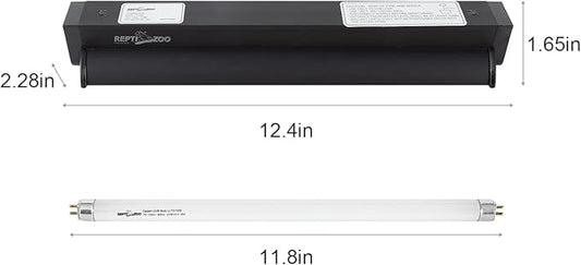 REPTI ZOO 8W Reptile T5 HO UVB Lighting Combo Kit, Light Fixture Reptile Terrarium Hood, with Detachable Curved Reflector and 1pc Desert 10.0 UVB T5 Lamp, ETL certificated