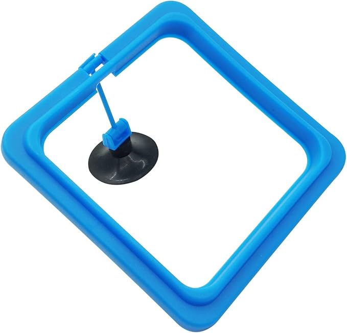 Fish Feeding Ring Floating Food Feeder Circle with Suction Cup Easy to Install Aquarium (Square)