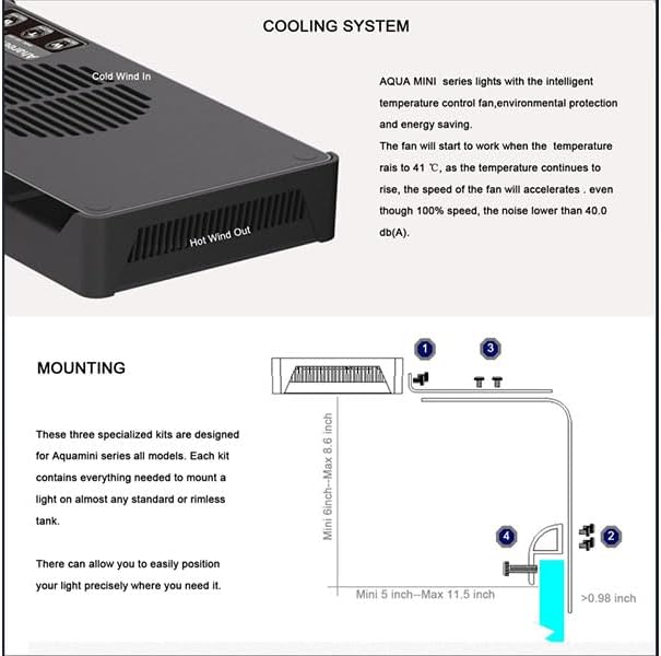 45W Full Spectrum Reef LED Light for Coral – Dimmable Saltwater Aquarium Light for SPS & LPS with Sunrise, Sunset & Moonlight – Nano Reef Tank 10–24" Up to 40 Gallons