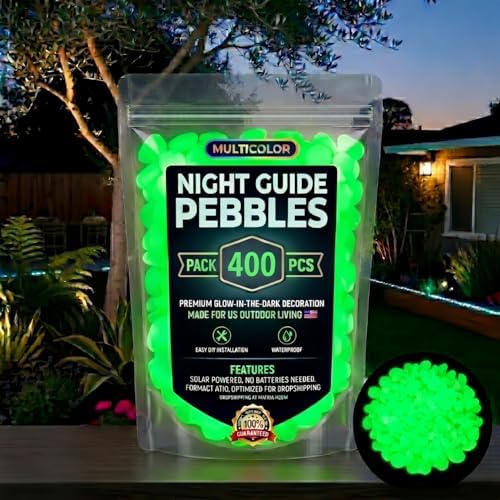 Glow in the Dark Rocks, Garden Stones Pebbles for Outdoor Stepping, Landscaping Decor, Fish Tank Aquarium Decorations (400, Green)