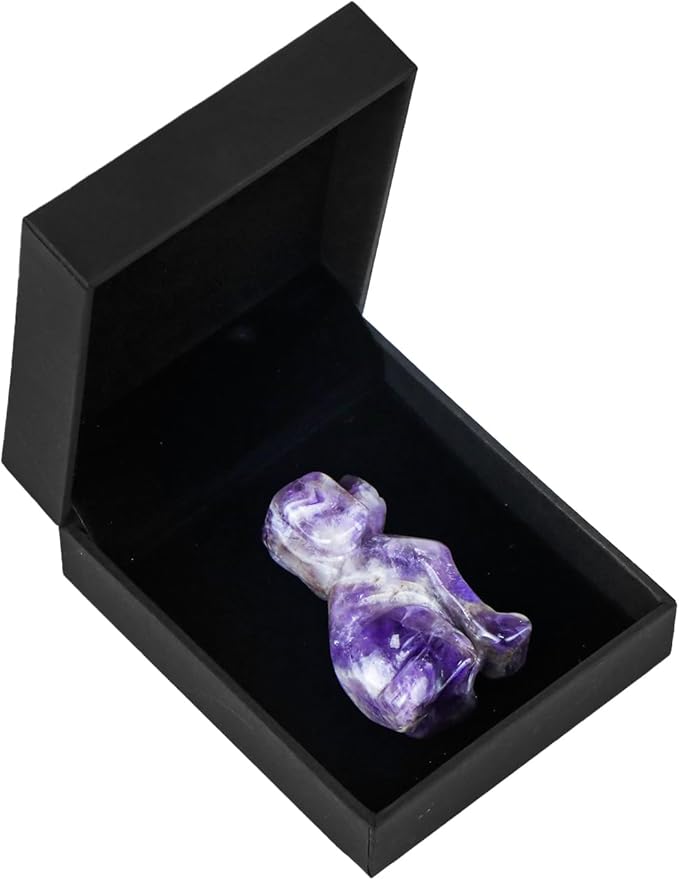 Artistone 2" Amethyst Dog Crystal Animals Figurine Carved Gemstone Puppy Dog Statue Sculpture Craft Home Decorations
