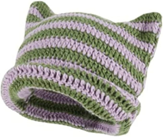 Crochet Hats for Women Cat Beanie Vintage Beanies Women Fox Hat Grunge Accessories Slouchy Beanies for Women