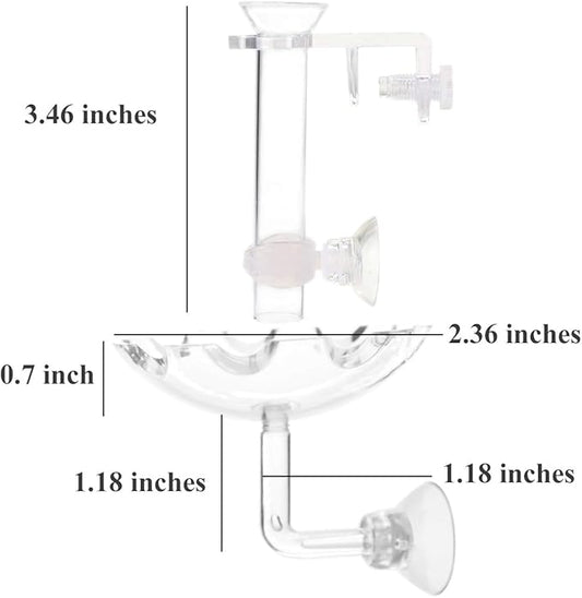 Shrimp Feeding Tube and Feeding Dish, Fit for Shrimp Fish, Mini Size, High Transparent Acrylic Material