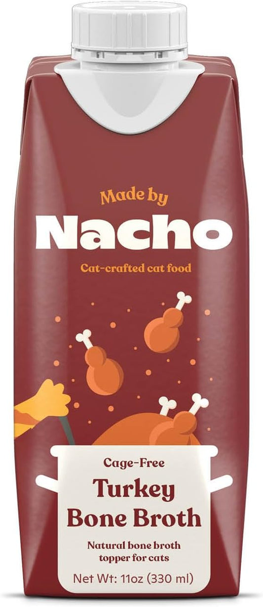 Made by Nacho Bone Broth Cat Food Topper for Hydration and Picky Eaters - Add Protein and Flavor to Your Dry Cat Food – Supports Optimal Nutrition, Digestion, Skin & Coat, 11 oz. Turkey