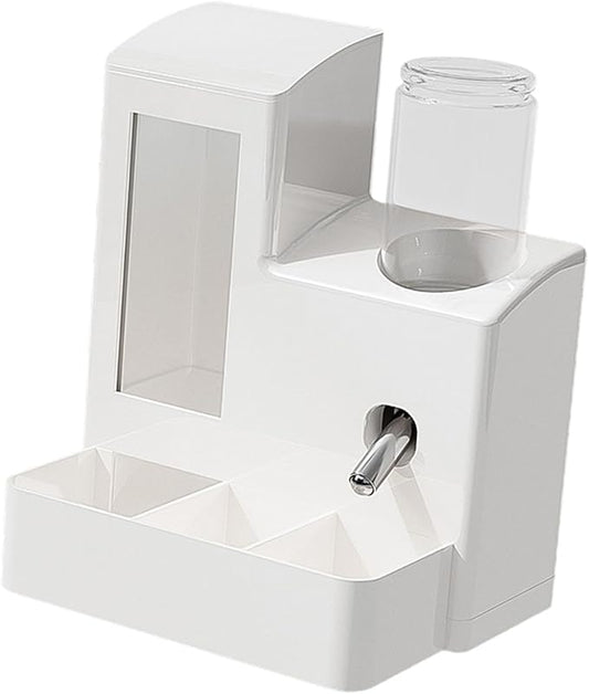 3 in 1 Hamster Automatic Feeder Dispenser Easy to Clean Container Feeding Station for Home Ferrets Bunny Small Animal Patio, White 80ml Bottle