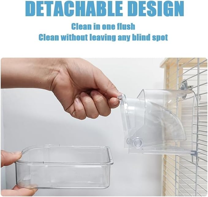 Bird Bath for Cage - Spacious Parakeet & Parrot Bathtub with Hanging Hooks, Portable Shower for Most Birdcages, Cleaning Pet Supply (Clear)