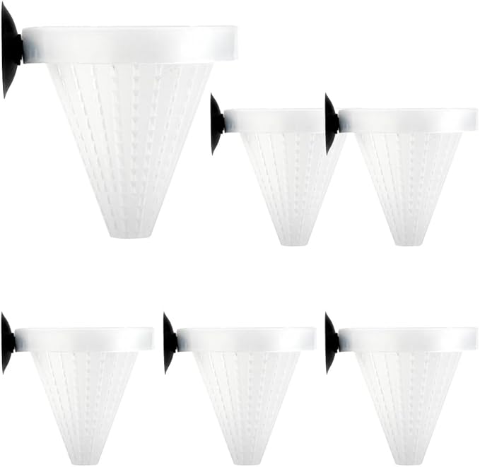 Senzeal 6PCS Aquarium Live Red Worm Cone Feeder Plastic Frozen Brine Shrimp Fish Food Feeding Cup for Fish Tank with Suckers