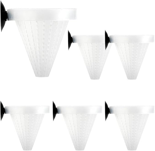 Senzeal 6PCS Aquarium Live Red Worm Cone Feeder Plastic Frozen Brine Shrimp Fish Food Feeding Cup for Fish Tank with Suckers