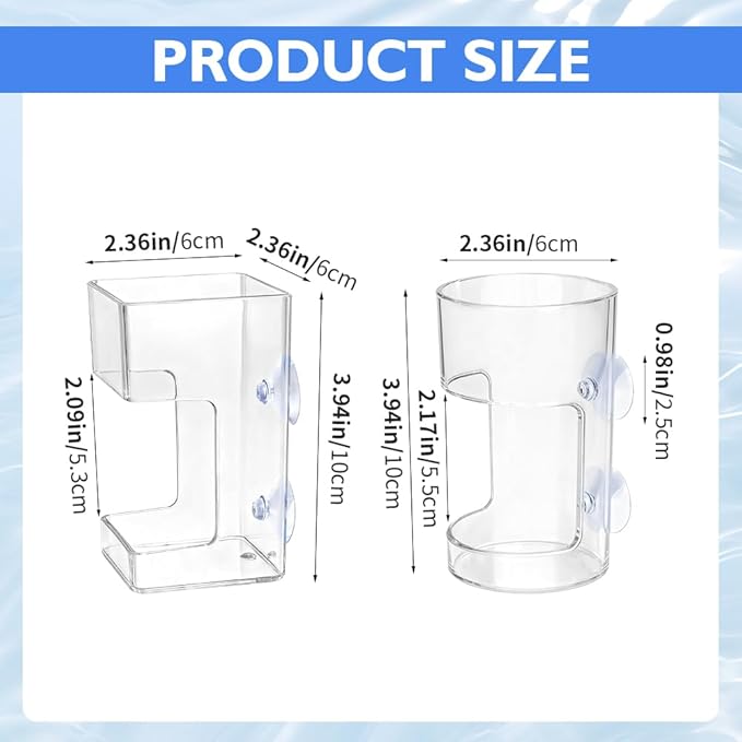 2pcs Fish Tank Feeding Tray with Suction Cup Acrylic Feeding Tube Fish Food Holder Automatic Fishing Feeder Aquarium Tank Divider Supplies Breeder Box for Aquarium (Color:Clear)