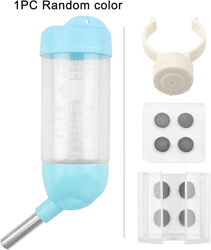 Magnetic Hamster Water Bottle Holder - Adjustable Height, Drop-Resistant Freestanding Stand, Fits Bottles up to 2" Dia for Hamsters Gerbils Mice Small Pets