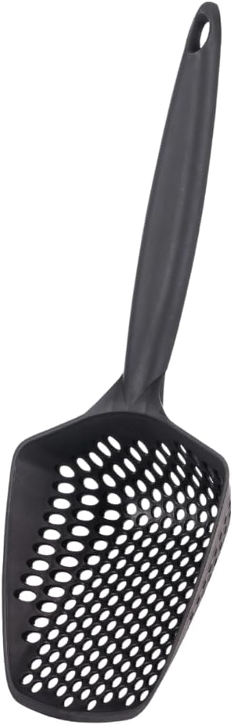 Set of 1 Fine Mesh Cat Litter Scoop with Small Holes, Deep Sifting Shovel for Litter, Reptile Terrarium Sand & Rabbit Pooper Lifter, Hanging Handle Poop Scooper (Black, Set of 1)