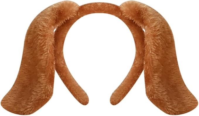 Brown Floppy Dog Ears Headband: Furry Puppy Ears, Elasticized Fit, 16 x 15 cm, Perfect for Halloween, New Year's Eve, Zoo-Themed Parties & More