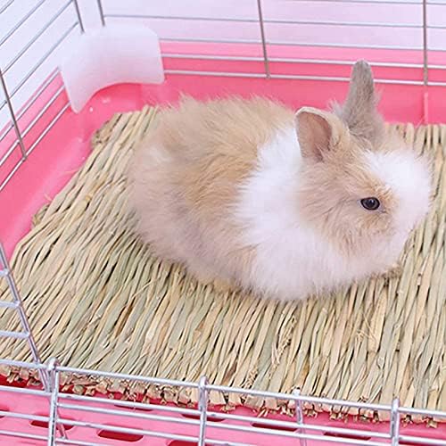 Bunny Hamsters Chew Toys Set, Straw Woven Bed Mat& Rabbit Pet Tooth Organic Natural Apple Wood Grass Cake Ideal for Chinchilla, Guinea Pigs, Syrian Rat,birds,Teeth Grinding&Hámster Conejo(22Pieces)