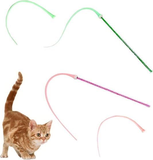 4PCS Silicone Cat Wand Toy, Interactive Cat Toys for Indoor Cats, Interactive Silicone Tail Teaser Wand,Interactive Teasing Stick for Cat Kitten Funny Exercise