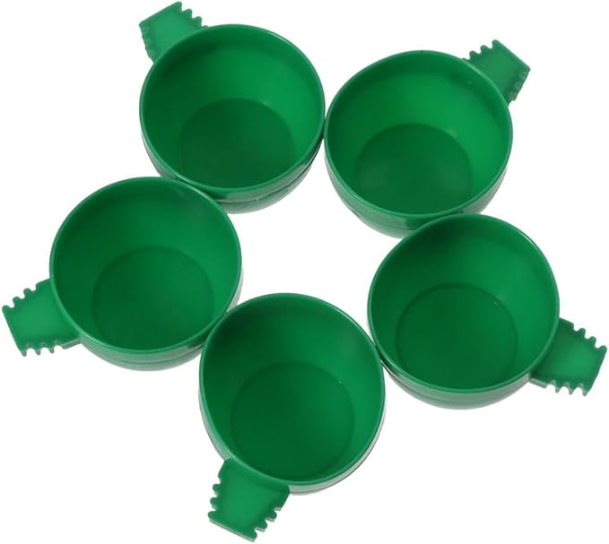 New Bird Parrot Pigeons Hamster Pet Cage Aviary Water Food Bowl Feeder Plastic Round Water Cup Hanging Drinking Feeding Bowl-5pcs
