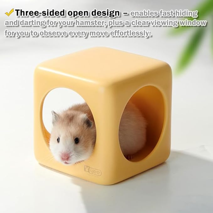 Ceramic Hamster House Cube Set, 4-Inch Stackable Small Animal Hideout Cave for Hamsters Mice Gerbils Dwarf Rabbits – Hard Durable DIY Mix & Match Habitat Hideaway Decor, White