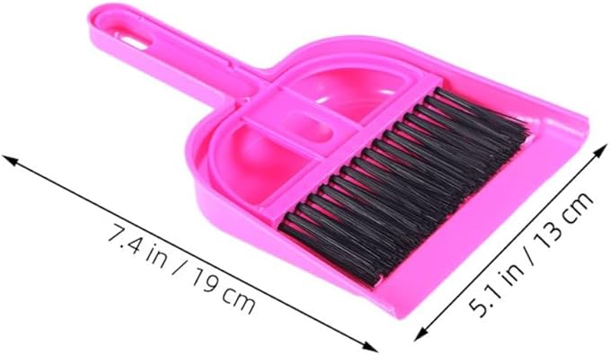 Mini Dustpan and Small Broom Set 10pcs for Pet Cage Cleaning, Bright Pink and Blue, Mini Handheld Brush for Hamsters, Rabbits, Hedgehogs, Chinchillas and Small Animals