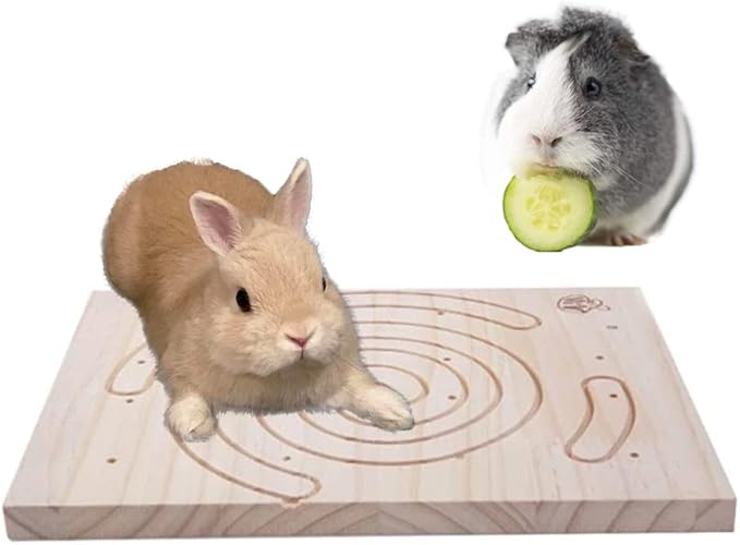 Litewoo Rabbit Scratch Board Foot Pad Mat Chew Toy Grinding Claws Teeth Natural Wood for Small Animal Rabbit Hamster Chinchilla Guinea Pig Ferret Gerbil Bunny Rat Cage Accessories (A)