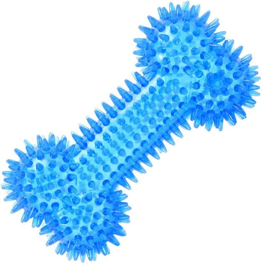 Dog Squeaky Bone Chew Toy for Aggressive Chewers,Durable Dog Rubber Bone Toy Dogs Teeth Cleaning and Training (Blue Small)