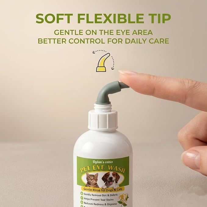 Dylan's cabin Dog Eye Cleaner Wash - Daily Tear Stain Care Eye Drops Clean Dirt Debris Tear Residue, pH-Balanced Formula with Glycerin, Honeysuckle Extract Lutein, 6 fl oz