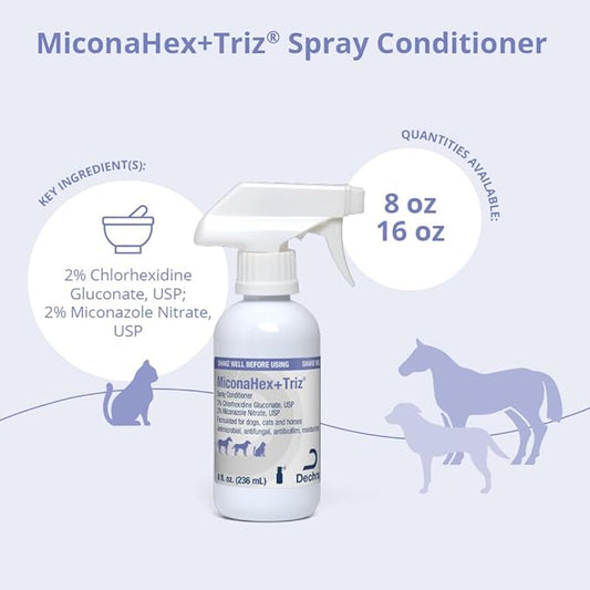 MiconaHex+Triz Spray Conditioner for Dogs, Cats and Horses, 8 oz, Clear