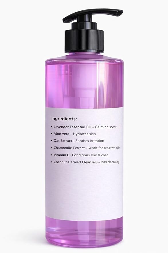Piggy Poo and Crew Pet Shampoo & Scrub Brush Set – Perfect for Pigs, Dogs, and More! Gentle, Fresh, and Fun Bath Time for Your Pets (Lavender)