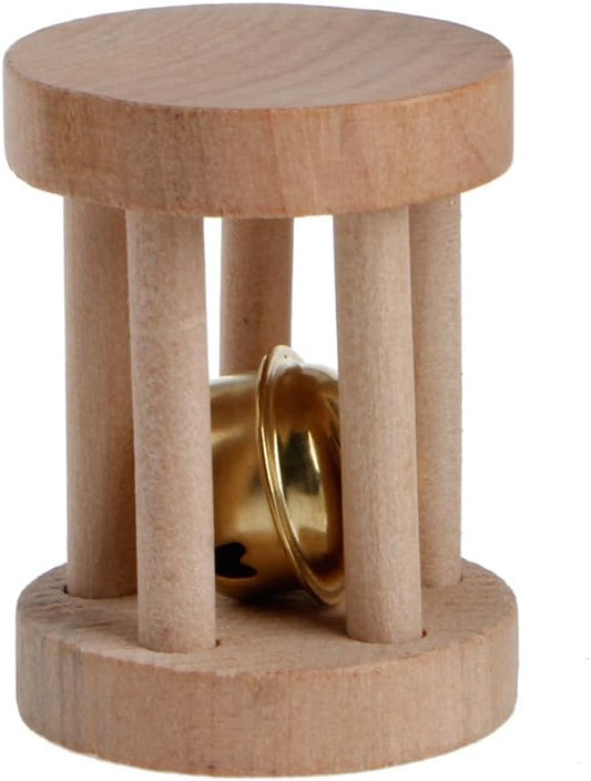 Doober Wood Unicycle Dumbell Bell Roller Chew Toys For Pet Rabbits Hamsters Rat (S)