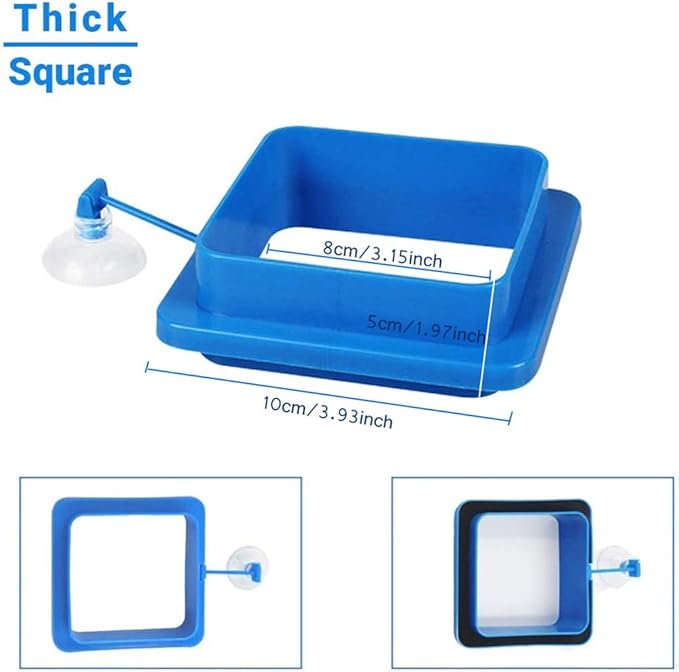 Fish Feeding Ring, Floating Food Feeder Thicken Square, Reduces Waste and Maintains Water Quality, for Flakes and Floating Fish Foods, for Guppy, Betta,