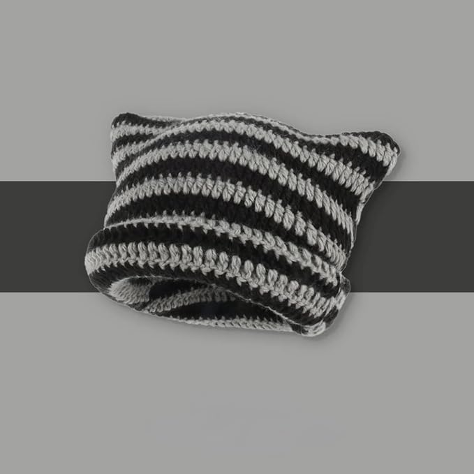 Crochet Hats for Women Cat Beanie Vintage Beanies Women Fox Hat Grunge Accessories Slouchy Beanies for Women