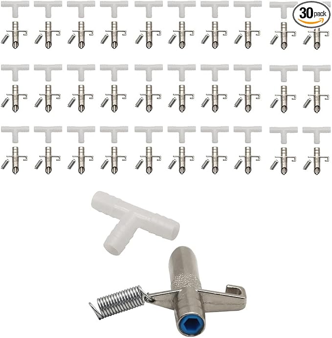 Automatic Rabbit Waterer Drinker 30Sets for Poultry Guinea Pig Ferret Rats Rodent Bunny Watering System(White)