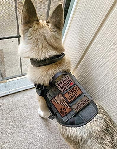 U-LIAN 4-Piece Dog Patch Set: Beast Mode On, Ask to Pet, US Flag, Mama Says I'm Special, Funny Hook & Loop Patches for Service Dogs & Multipurpose Use
