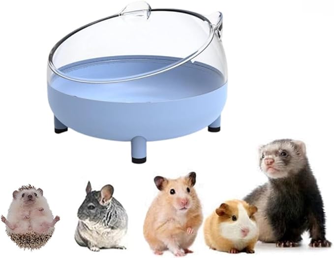 Hamster Food Bowl Elevated Tilted Pet Feeder Sand Bathtub Reduces Neck Strain for Small Pet Ferrets Dwarf Hamsters Gerbils Mice Puppies (Blue)