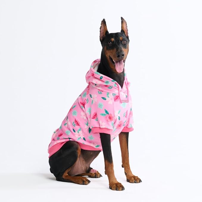 Spark Paws Dog Hoodie – Premium Dog Sweater for Small, Medium, and Large Dogs | Warm Outfits for French Bulldogs, Pitbull, Puppy, Winter Jacket Alternative - Blossom - 3XL