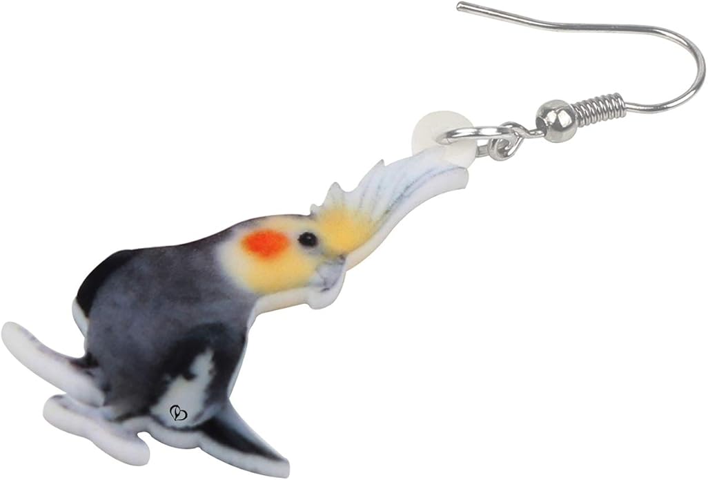 NEWEI Acrylic Cockatiel Gifts Cute Parrot Earrings Dangle for Women Bird Lovers Jewelry Ornament Charms