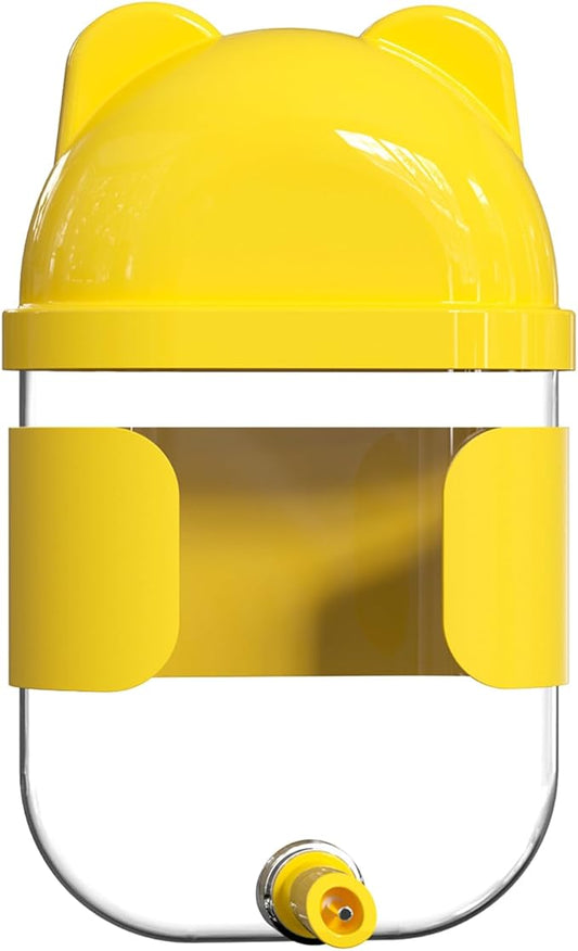 11 Fl Oz No Mess Hanging Water Dispenser,Leak-Proof Automatic Bird Water Feeder,Small Animal Water Bottle for Guinea Pigs,Chinchillas,Ferrets,Parrots,Squirrels,Rats,Bunnies (Yellow)