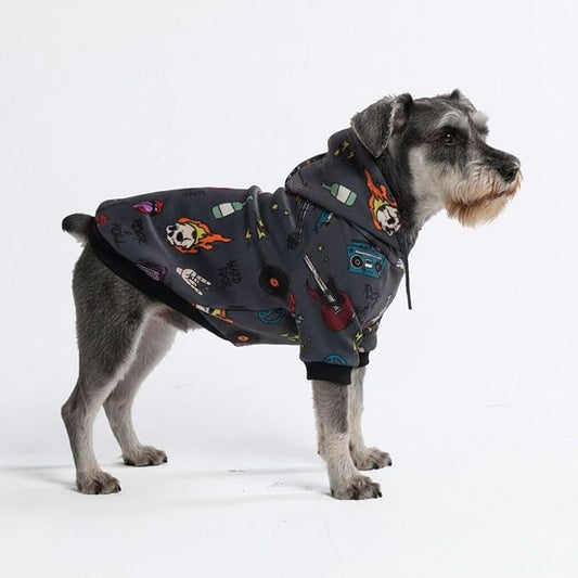 Spark Paws Dog Hoodie – Premium Dog Sweater for Small, Medium, and Large Dogs | Warm Outfits for French Bulldogs, Pitbull, Puppy, Winter Jacket Alternative - Rock and Roll - M