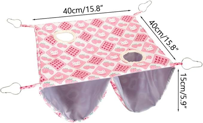 DONGKER Ferret Rat Hammock,Double-Layer Hanging Guinea Pig Tunnel Cave Includes 4 Stainless Steel Hooks for Hamster Sugar Glider Squirrel Chinchilla Playing Sleeping