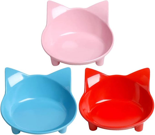Set of Cat and Dog Bowls - Non Slip, Shallow Food and Water Bowls for Pets (Cats, Dogs, Rabbits, Puppies), Safe Food - Grade to Relieve Whisker Fatigue