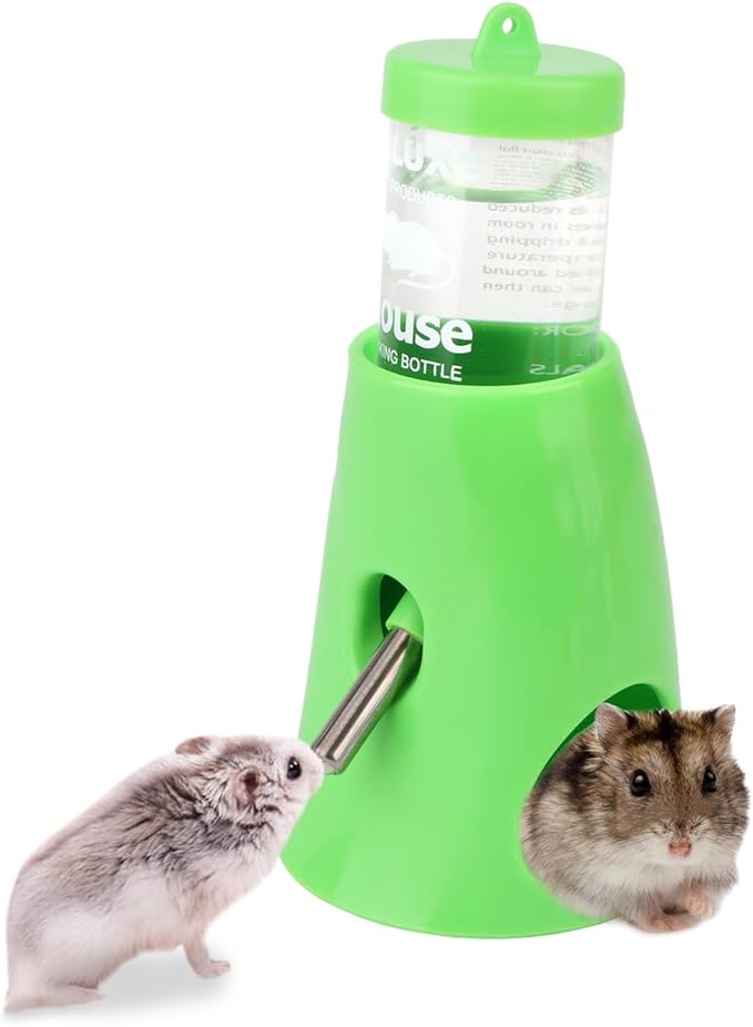 Hypeety Hamster Cage Drinking Water Bottle Parrot Mice Rat Gerbils Water Feeder Bowl 1Pcs 80ml (Green,80ml)