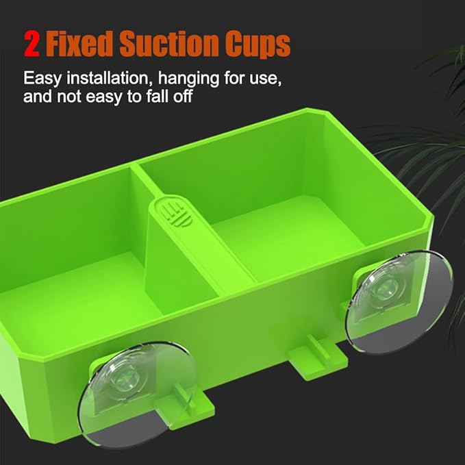 DONGKER Reptile Feeding Ledge,Square Dual-Compartment Reptile Water Food Bowl with 2 Suction Cup for Bearded Dragon Lizard Turtle Tortoise