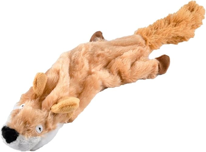 Jeffers Pet Thinnies Unstuffed Plush Dog Toy with Rope & Squeaker – 21" Fox, Flat Stuffing Free Chew Toy for Dogs & Puppies – Soft, Durable, Interactive Play, Fetch, Tug, Training, Teething