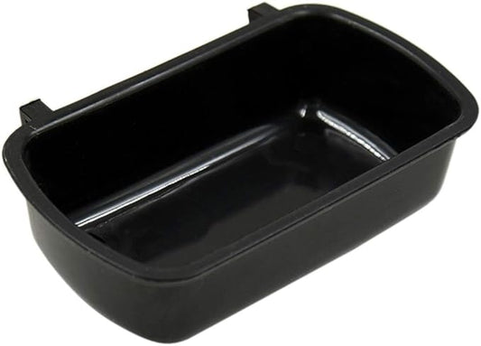Small Pet Feeding Dish for Case Food Bowl with Hooks Cup Bird Cage Water Bowl for Birds Hamster Puppy Rabbi Black Plastic