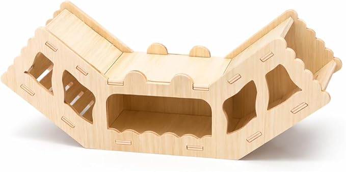 Wooden Hamster Tunnel Toy – Natural Chewable Hideout for Syrian, Dwarf Hamsters and Small Pets, Cage Decor and Play Accessory