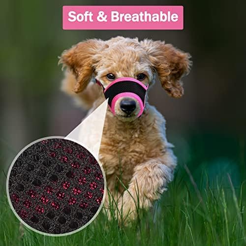 LUCKYPAW Dog Muzzle Anti Biting Barking and Chewing with Comfortable Mesh Soft Fabric and Adjustable Strap, Suitable for Small, Medium and Large Dogs(Hot Pink,M)